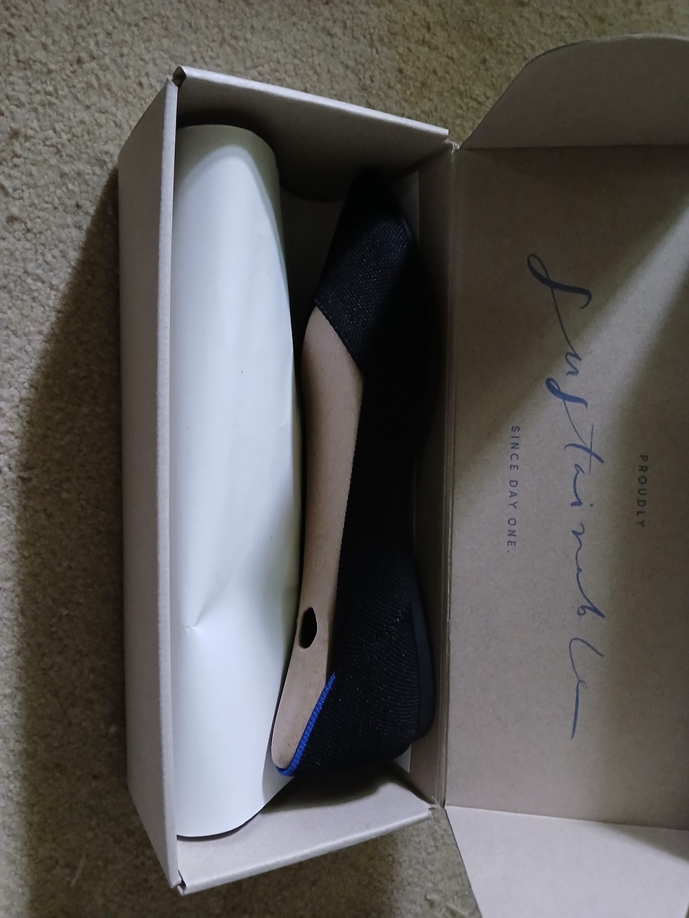 Rothy's Black Pointed Flat with Blue Trim Size 9 - Picture 5 of 10